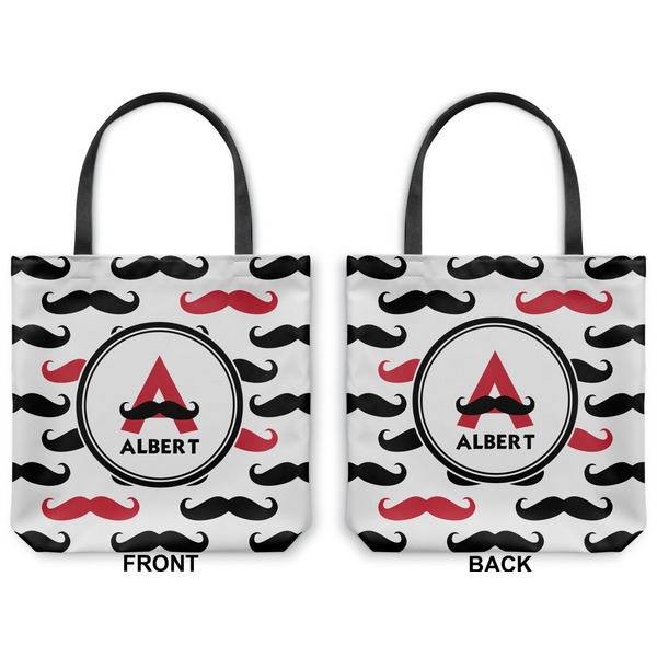 Mustache Print Canvas Tote - Front and Back
