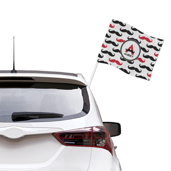Mustache Print Car Flag - Large - LIFESTYLE
