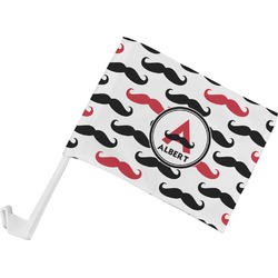 Mustache Print Car Flag - Small w/ Name and Initial