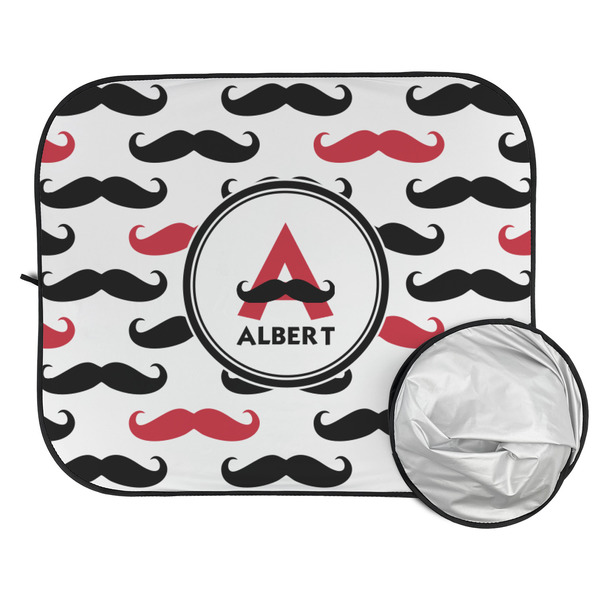 Mustache Print Car Sun Shades - FOLDED & UNFOLDED