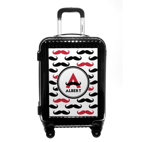 Custom Mustache Print Carry On Hard Shell Suitcase (Personalized)