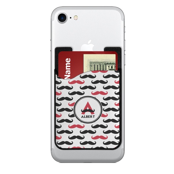 Custom Mustache Print 2-in-1 Cell Phone Credit Card Holder & Screen Cleaner (Personalized)