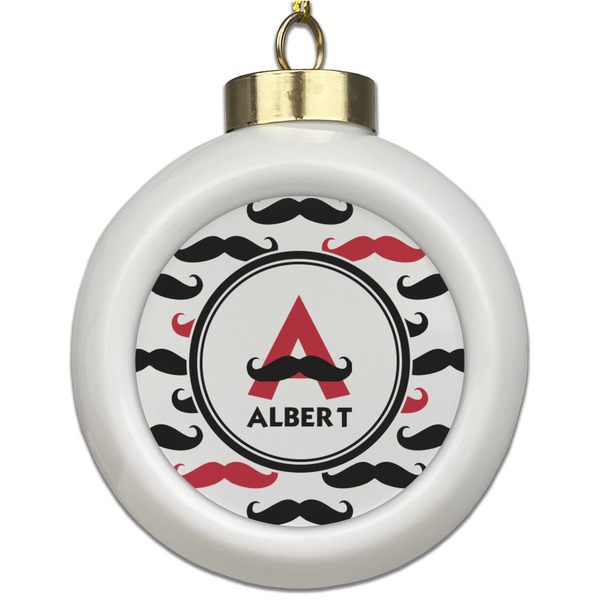 Custom Mustache Print Ceramic Ball Ornament (Personalized)
