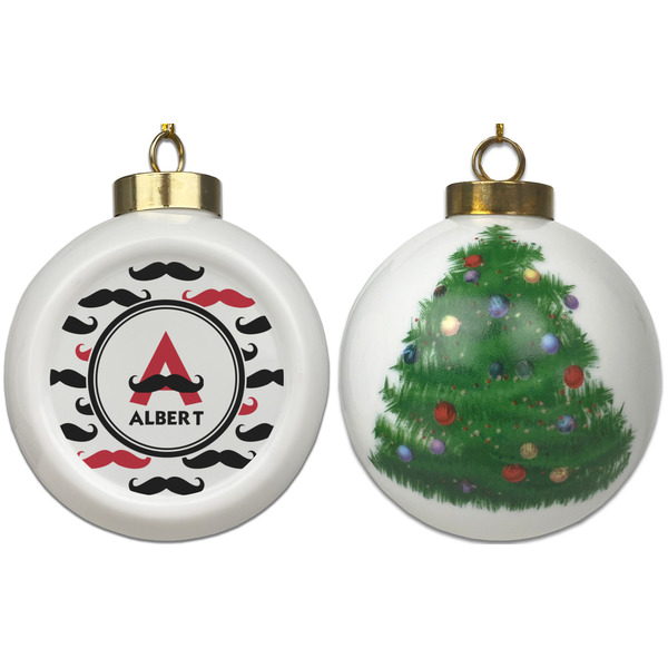 Mustache Print Ceramic Christmas Ornament - X-Mas Tree (APPROVAL)