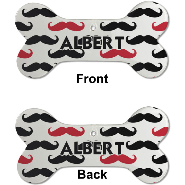 Mustache Print Ceramic Flat Ornament - Bone Front & Back (APPROVAL)