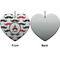 Mustache Print Ceramic Flat Ornament - Heart Front & Back (APPROVAL)
