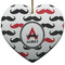 Mustache Print Ceramic Flat Ornament - Heart (Front)