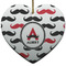 Mustache Print Heart Ceramic Ornament w/ Name and Initial