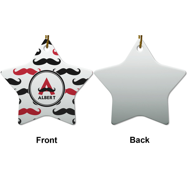 Mustache Print Ceramic Flat Ornament - Star Front & Back (APPROVAL)