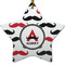 Mustache Print Ceramic Flat Ornament - Star (Front)