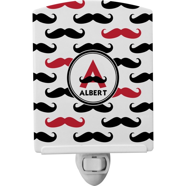 Custom Mustache Print Ceramic Night Light (Personalized)