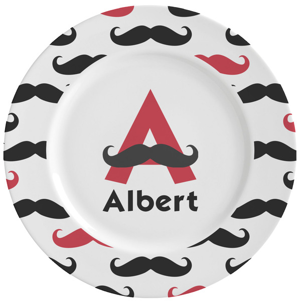 Custom Mustache Print Ceramic Dinner Plates (Set of 4) (Personalized)