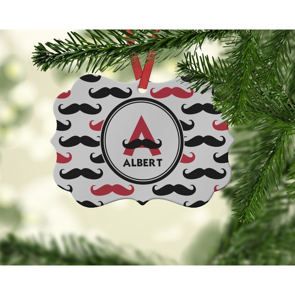 Mustache Print Christmas Ornament (On Tree)