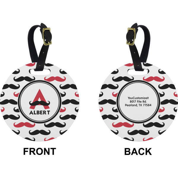 Mustache Print Circle Luggage Tag (Front + Back)