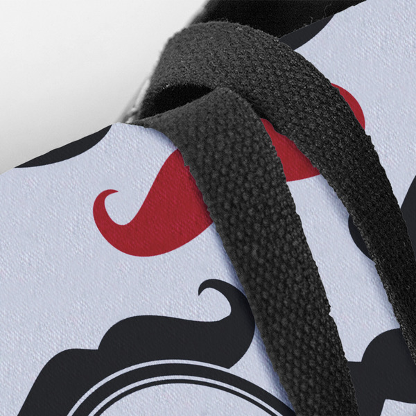 Mustache Print Closeup of Tote w/Black Handles