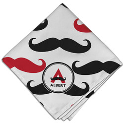 Mustache Print Cloth Dinner Napkin - Single w/ Name and Initial