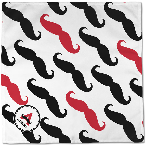 Mustache Print Cloth Napkins - Personalized Dinner (Full Open)