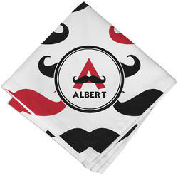 Mustache Print Cloth Cocktail Napkin - Single w/ Name and Initial