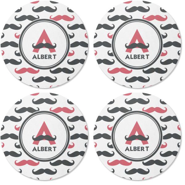 Mustache Print Coaster Round Rubber Back - Apvl