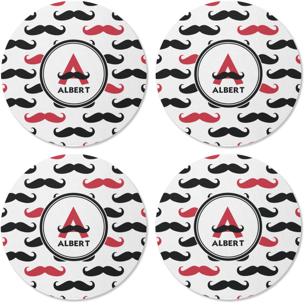 Mustache Print Coaster Round Rubber Back - Apvl
