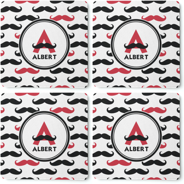 Mustache Print Coaster Rubber Back - Apvl