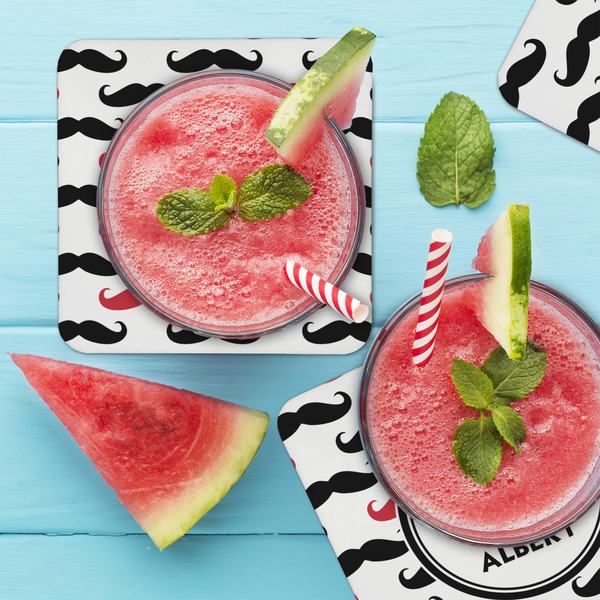 Mustache Print Coaster Set - LIFESTYLE