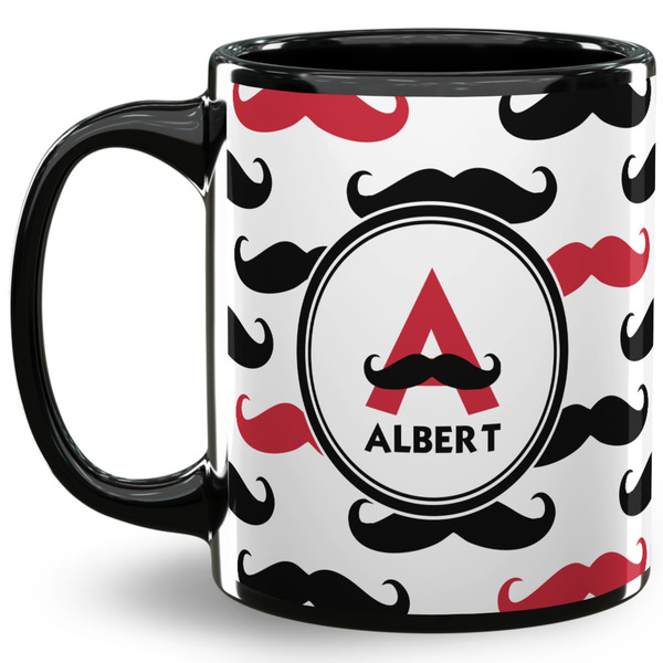 Custom Mustache Print 11 Oz Coffee Mug - Black (Personalized)