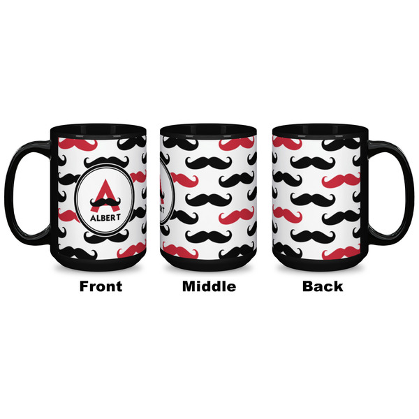 Mustache Print Coffee Mug - 15 oz - Black APPROVAL