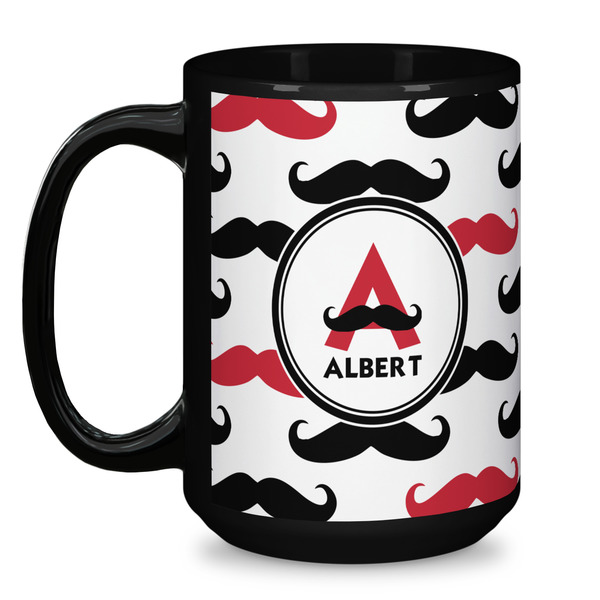 Mustache Print Coffee Mug - 15 oz - Black