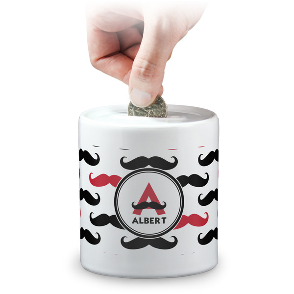 Custom Mustache Print Coin Bank (Personalized)