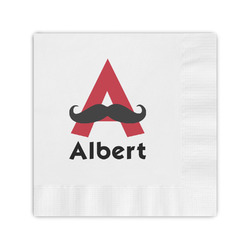 Mustache Print Coined Cocktail Napkins (Personalized)