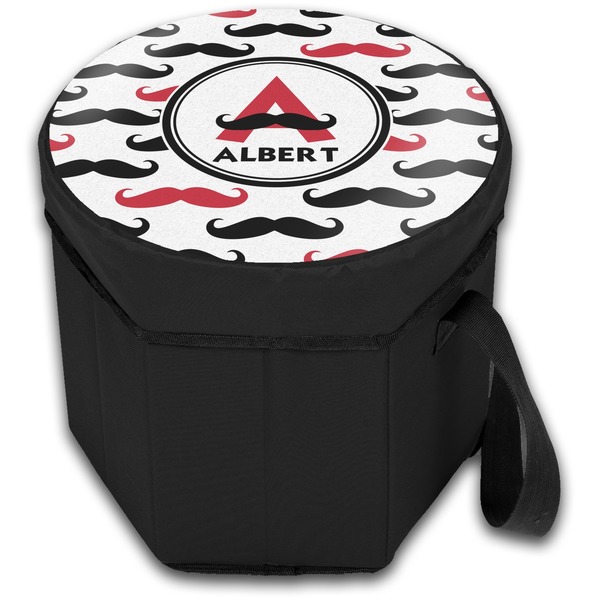 Mustache Print Collapsible Personalized Cooler & Seat (Closed)