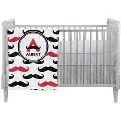 Mustache Print Crib Comforter / Quilt (Personalized)