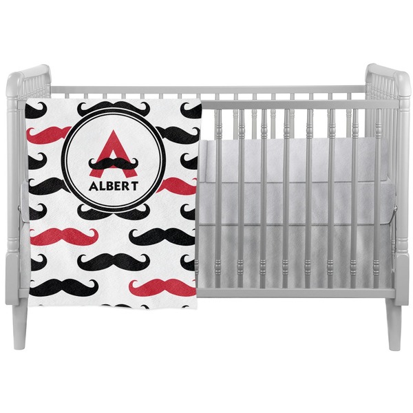 Custom Mustache Print Crib Comforter / Quilt (Personalized)