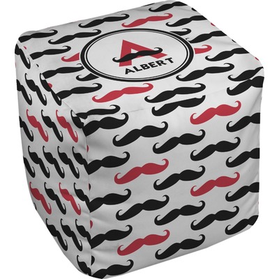 Mustache Print Cube Pouf Ottoman (Personalized)