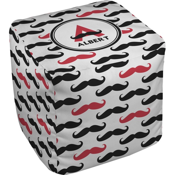 Custom Mustache Print Cube Pouf Ottoman (Personalized)