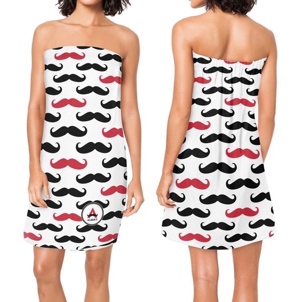 Mustache Print Custom Bath Wrap - Front & Back View
