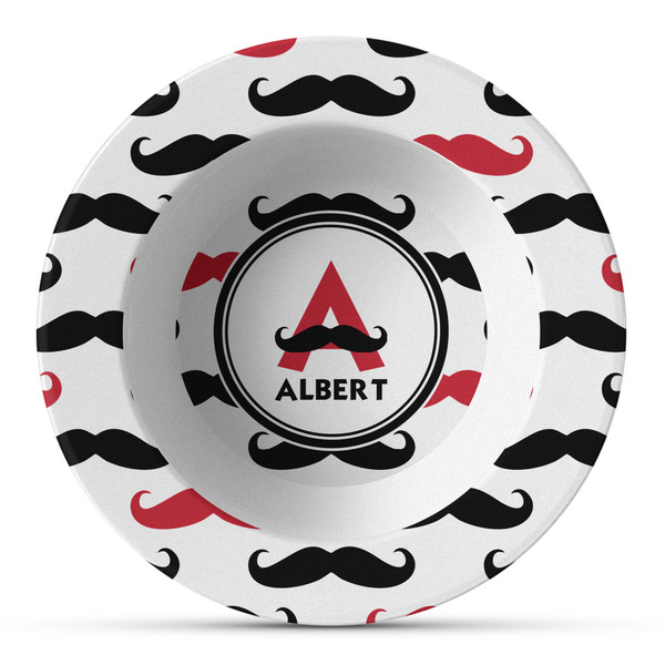 Custom Mustache Print Plastic Bowl - Microwave Safe - Composite Polymer (Personalized)