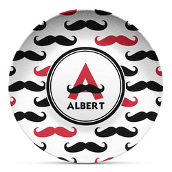 Mustache Print Microwave Safe Plastic Plate - Composite Polymer (Personalized)