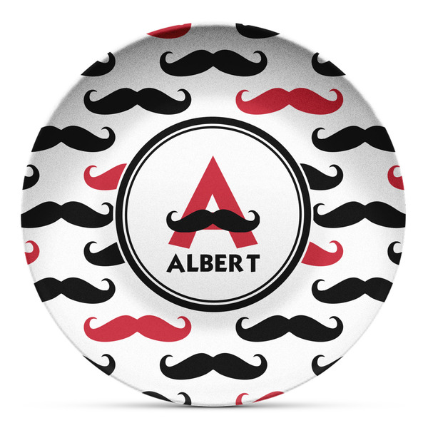 Custom Mustache Print Microwave Safe Plastic Plate - Composite Polymer (Personalized)