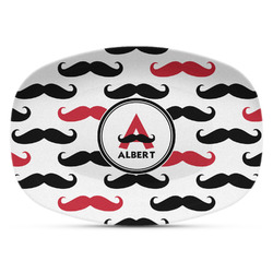 Mustache Print Plastic Platter - Microwave & Oven Safe Composite Polymer (Personalized)