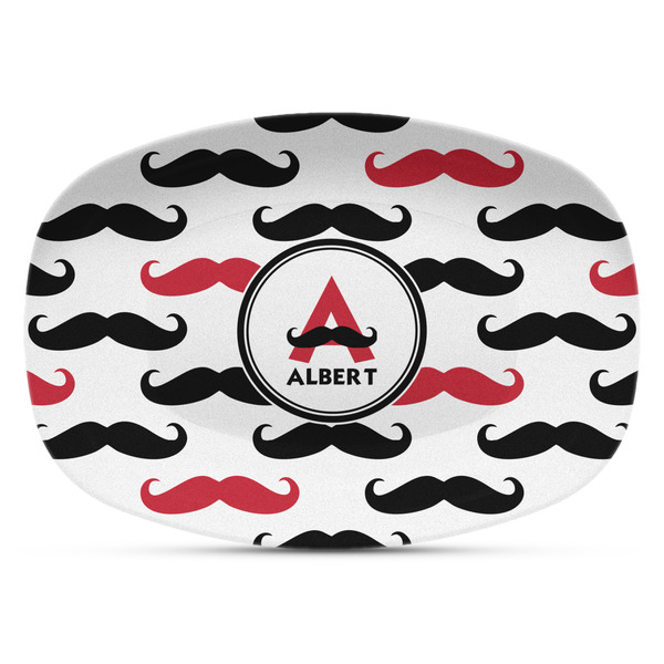 Custom Mustache Print Plastic Platter - Microwave & Oven Safe Composite Polymer (Personalized)