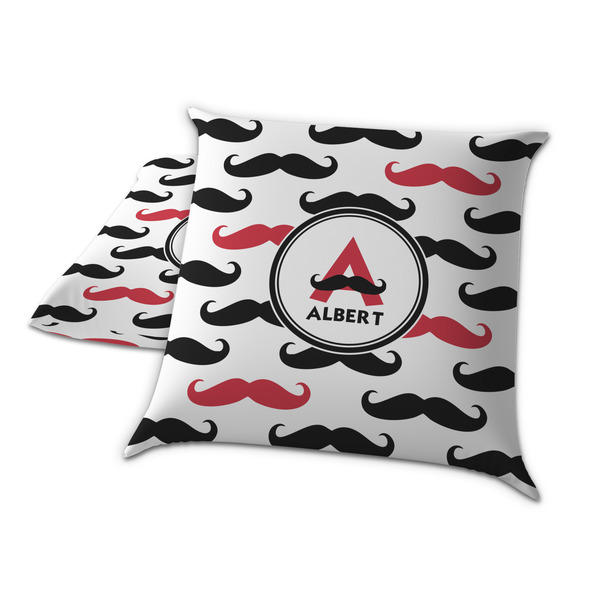 Mustache Print Decorative Pillow Case - TWO