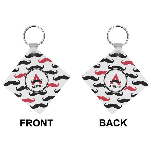 Mustache Print Diamond Keychain (Front + Back)