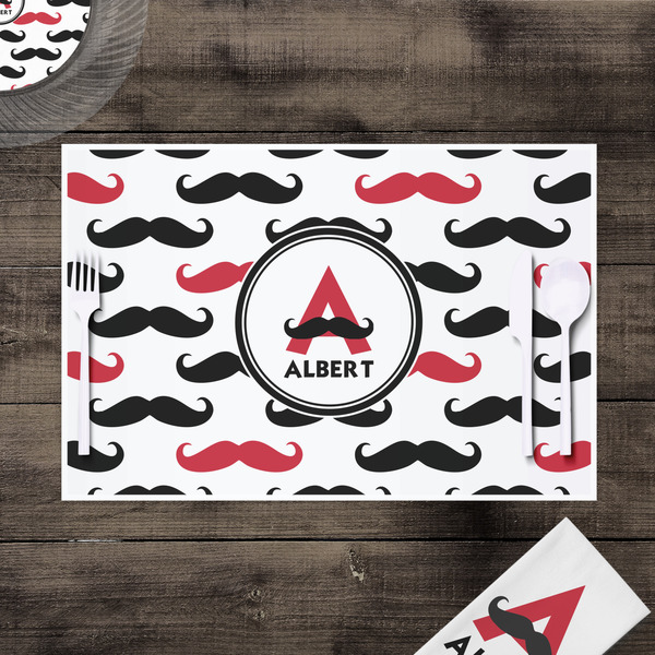 Mustache Print Disposable Paper Placemat - In Context