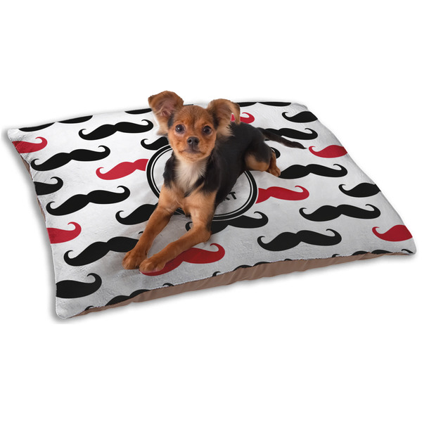 Custom Mustache Print Dog Bed - Small w/ Name and Initial