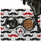 Mustache Print Dog Food Mat - Large w/ Name and Initial