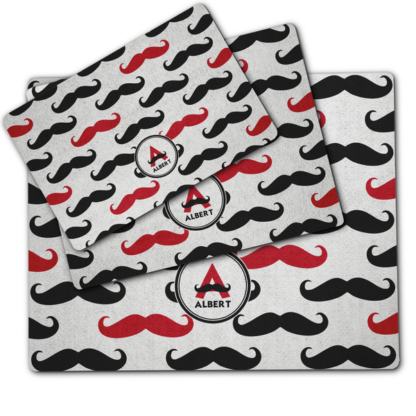 Mustache Print Dog Food Mat - MAIN (sm, med, lrg)
