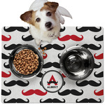 Mustache Print Dog Food Mat - Medium w/ Name and Initial