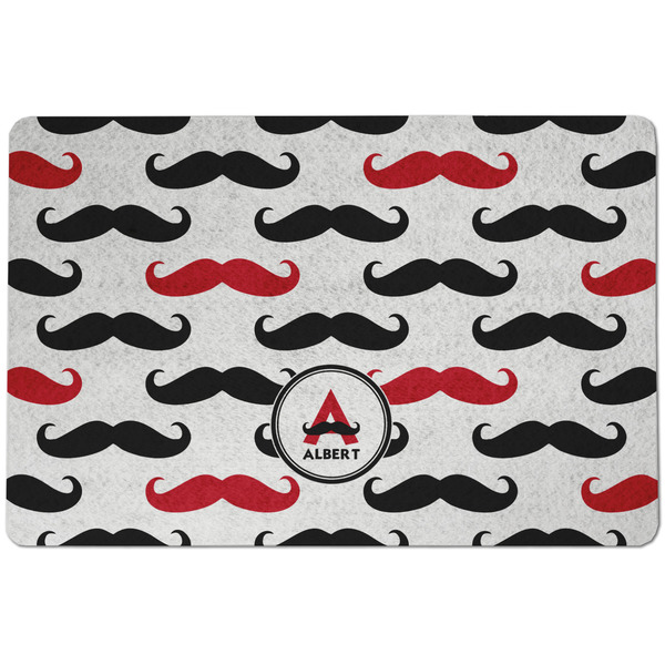 Custom Mustache Print Dog Food Mat w/ Name and Initial